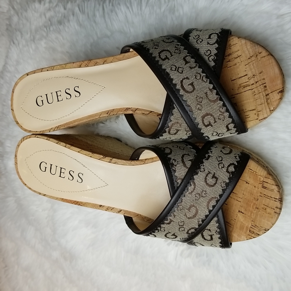Guess Tulia Signature Logo Wedge Sandal NWOB